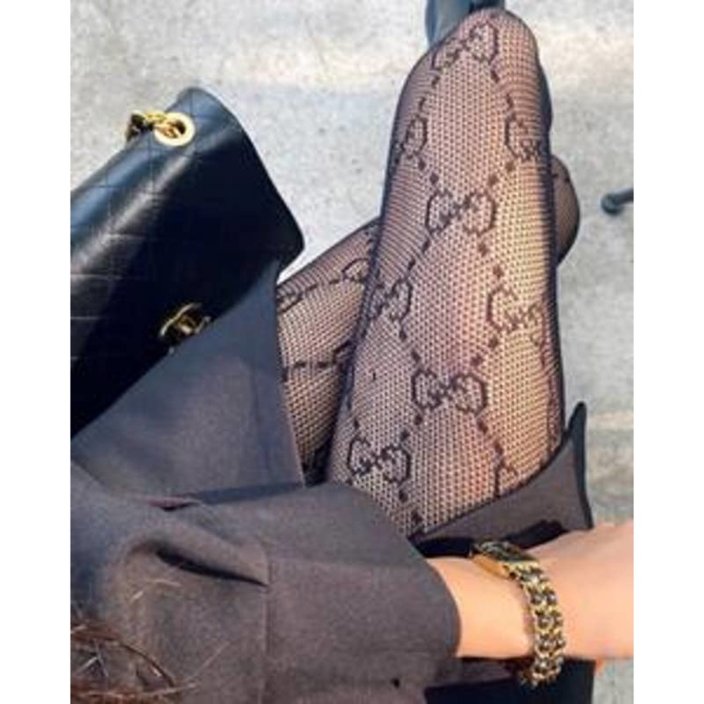Black GG Tights (Large Monogram) - Picture 2 of 3